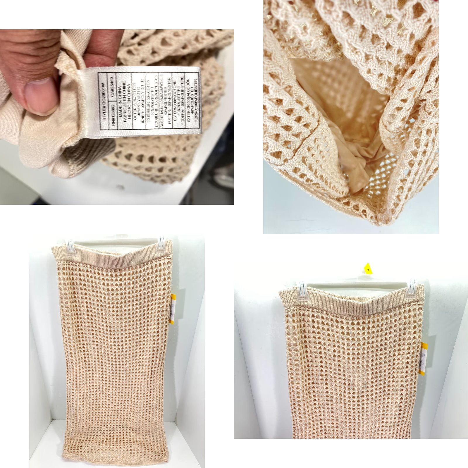 Steve Madden Steve Madden Crochet Straight Skirt Womens Medium Beige Knit Lined Elastic Waist Midi Skirt, Casual Beach Bohemian Size 32" / US 10 / IT 46 - 8 Thumbnail