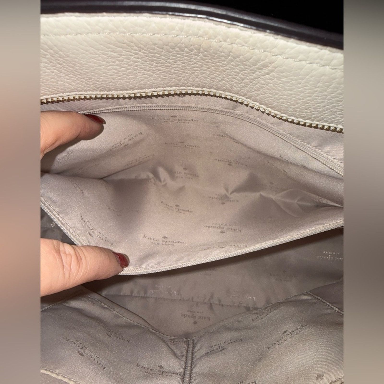 Kate Spade Kate Spade Hayes Ivory Pebbled Leather Double Handles Tote Size ONE SIZE - 9 Thumbnail