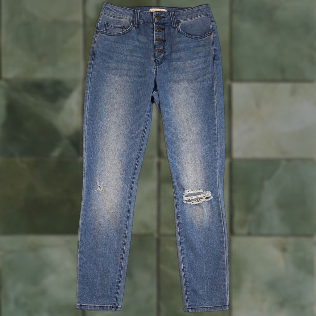 Vintage Harper Heritage Jeans Womens 28 Blue High Rise Skinny Button Fly Distressed Size 28" / US 6 / IT 42 - 1 Thumbnail
