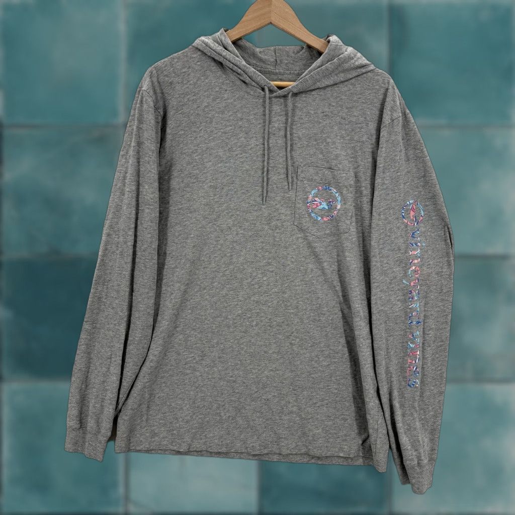 Vineyard Vines Vineyard Vines Shirt Mens Medium Gray Hooded Long Sleeve Whale Logo Pocket Tee Size US M / EU 48-50 / 2 - 1 Thumbnail