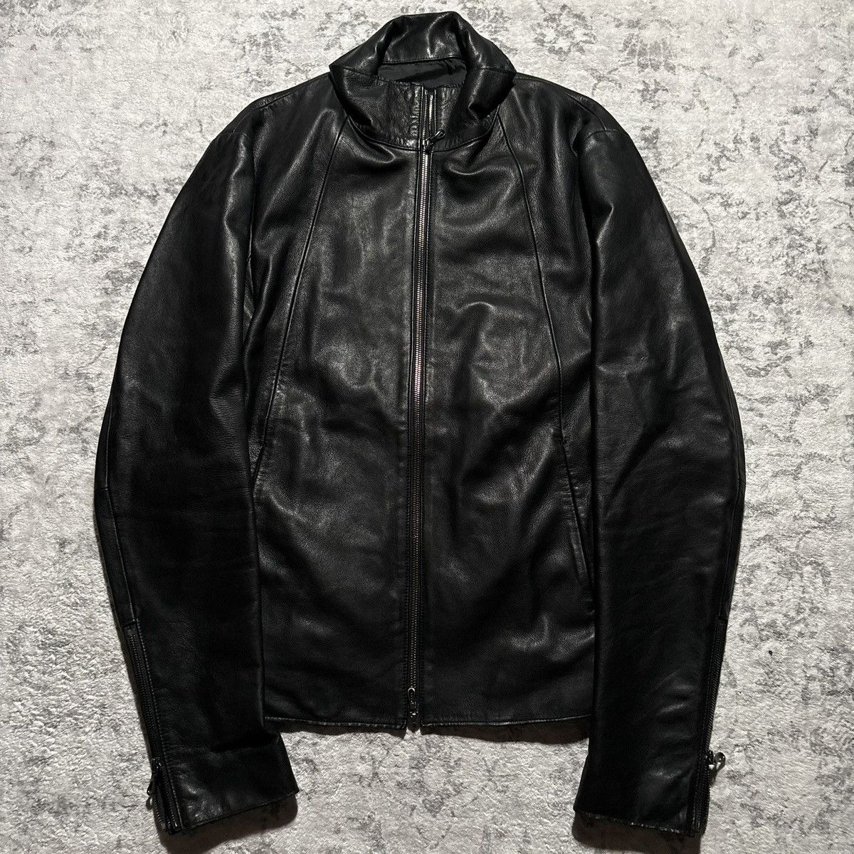 Shellac Shellac Paneled Hybrid High Neck Leather Jacket | Size 50 Size US L / EU 52-54 / 3 - 1 Thumbnail