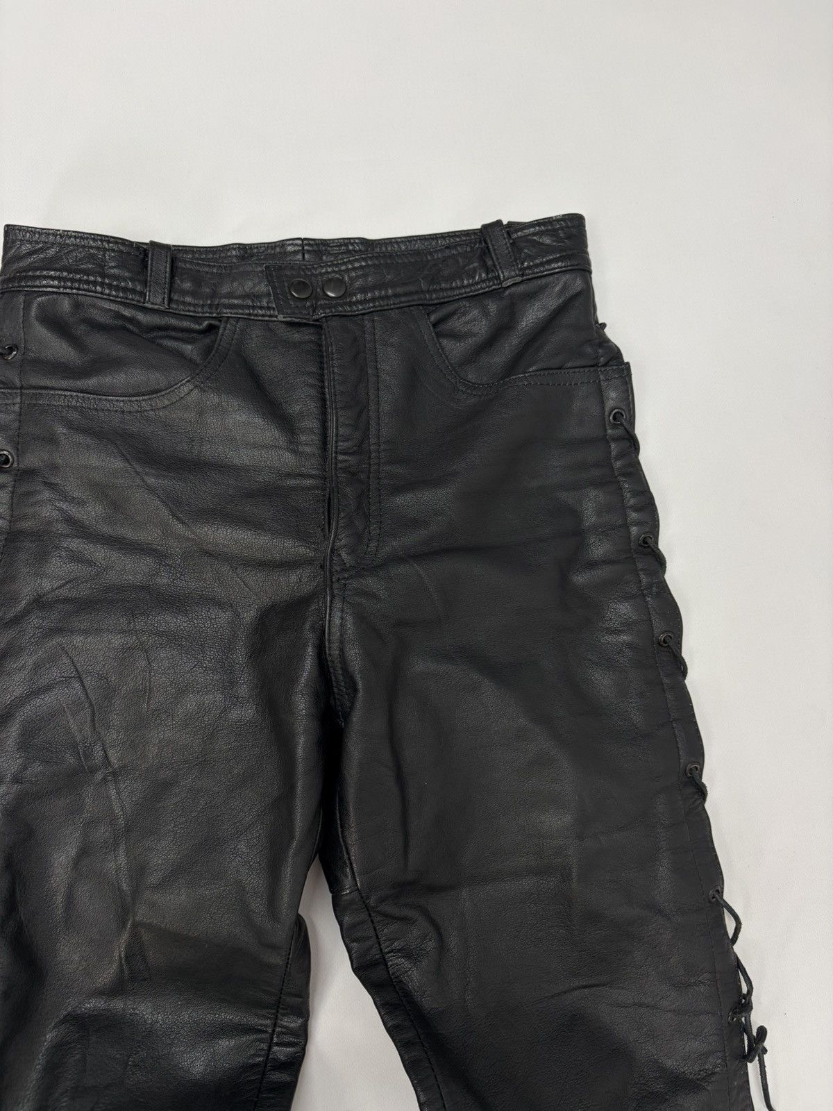 Hedi Slimane 🔥 Vintage Leather Pants 00s Italian Rock Noir Archive Grunge Size US 29 - 14 Thumbnail