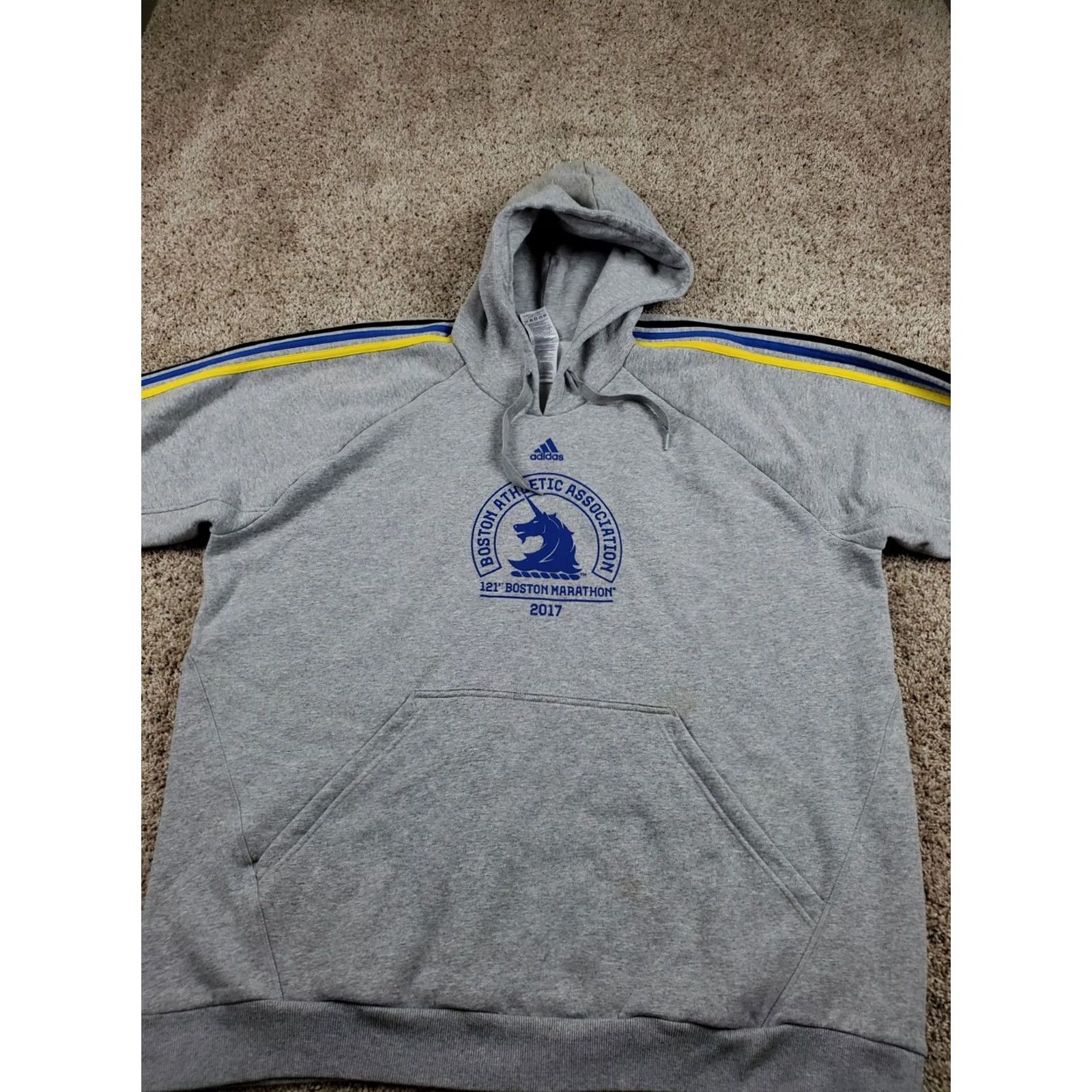 Adidas Adidas Boston Marathon 2017 Hoodie Mens 3XL Gray Long Sleeve Pullover Graphic Print 90s Cult Logo Crew Neck Sweatshirt Size US XXL / EU 58 / 5 - 5 Thumbnail