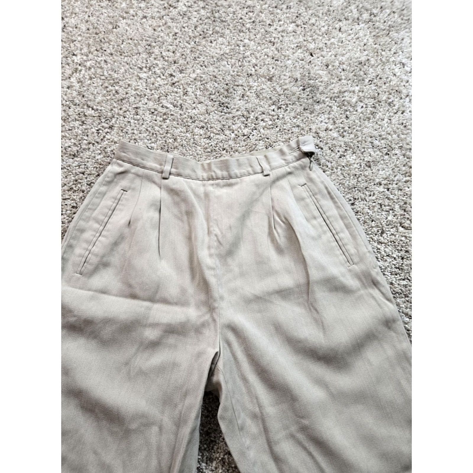 Emporio Armani VINTAGE Emporio Armani Pants Womens 42 Beige Pleated Front High Waist Tapered Size 28" / US 6 / IT 42 - 3 Thumbnail