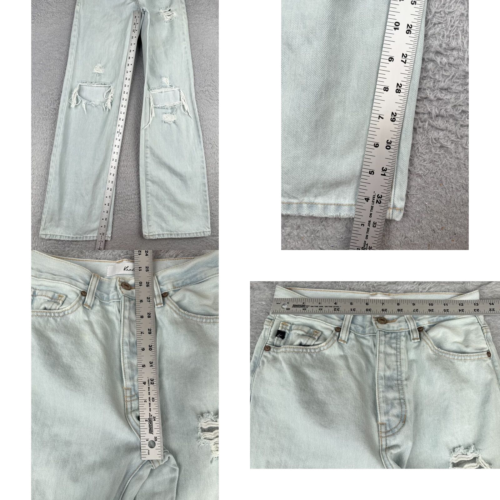 Vintage Kancan Jeans Jeans 26x33 Blue Wide-Leg High Rise 100% Cotton Distressed Junior Jeans Womens Regular 5-Pocket Western Logo Size 25" / US 0 / IT 36 - 8 Thumbnail