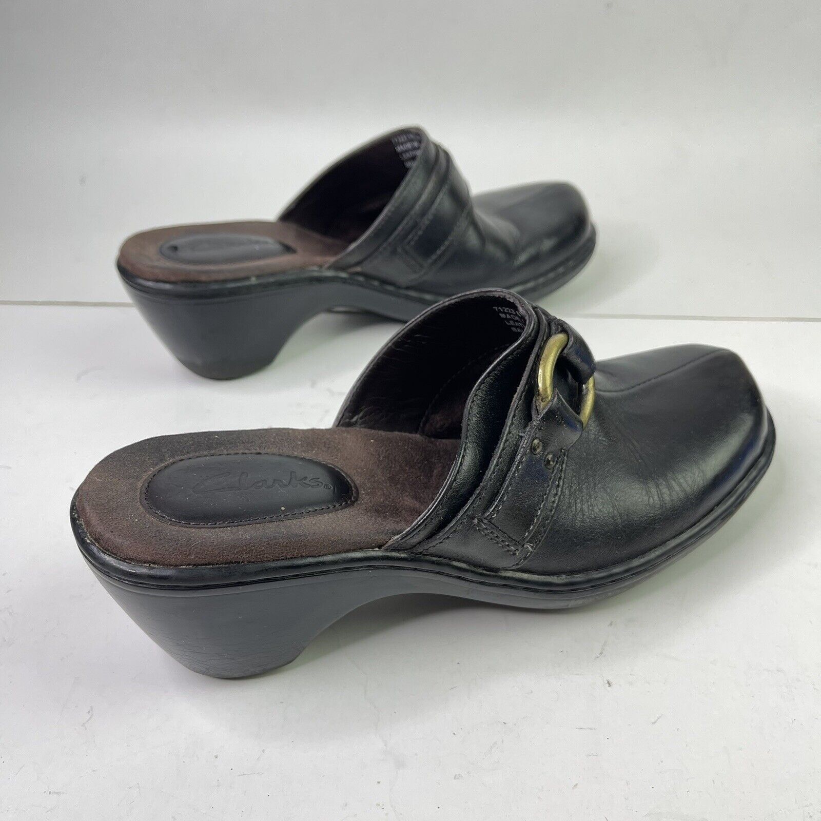 Clarks Clarks Women Clogs Black Comfort Shoes Sz 8 M Heel Leather Size US 8 / IT 38 - 4 Thumbnail