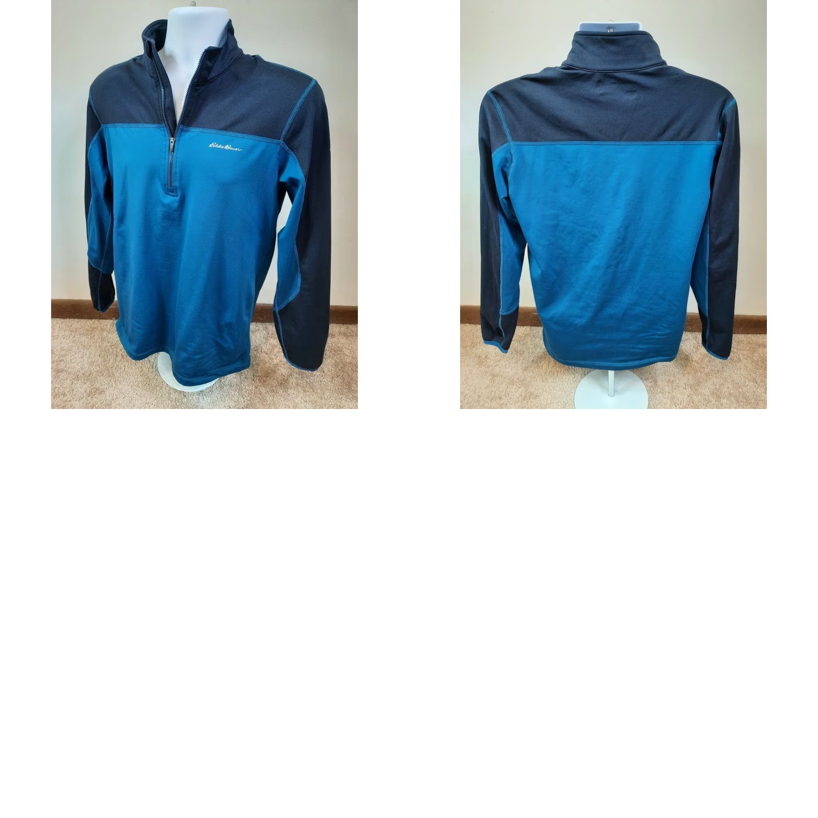 Eddie Bauer Eddie Bauer Men's Sweatshirt 1/4 Zip Mock Neck Color Block Blue S Size US S / EU 44-46 / 1 - 8 Thumbnail
