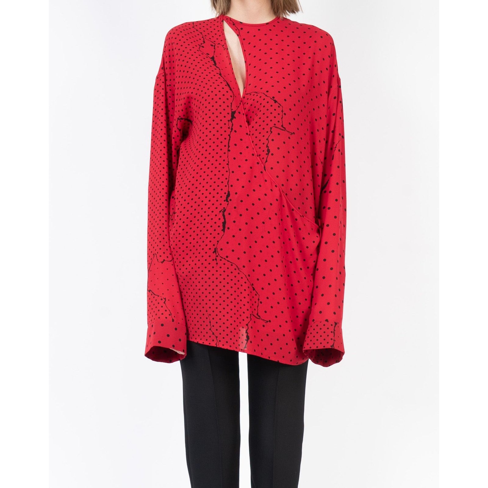 Haider Ackermann SS18 Red Polkadot Silk Shirt Size S / US 4 / IT 40 - 6 Thumbnail