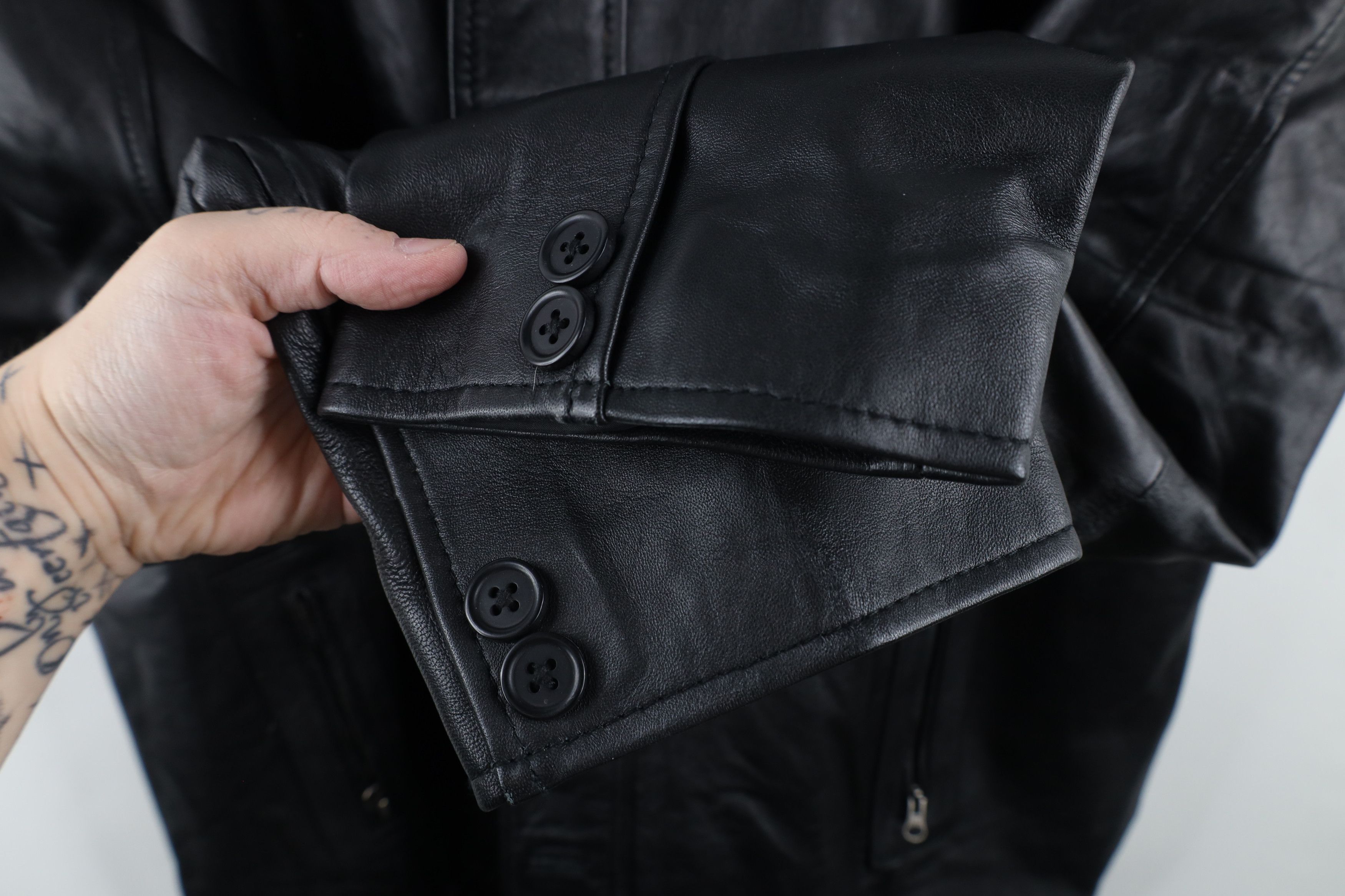 Vintage Vintage 90s Streetwear Elbow Patch Leather Jacket Coat Black Size US XXL / EU 58 / 5 - 16 Thumbnail