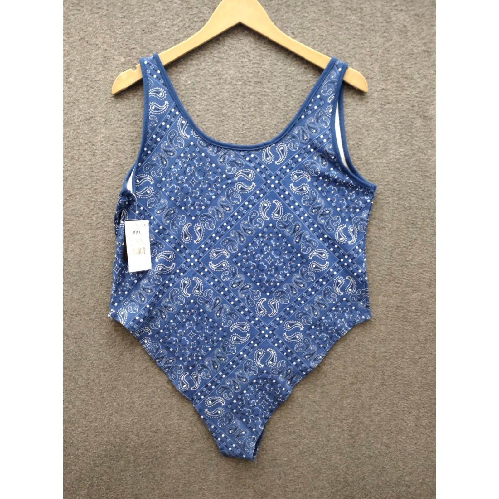 Vintage Isaac Morris Cotton Blend Bodysuit Sleeveless Women's XXL Blue Paisley Bandana Size XXL / US 16-18 / IT 52-54 - 2 Thumbnail