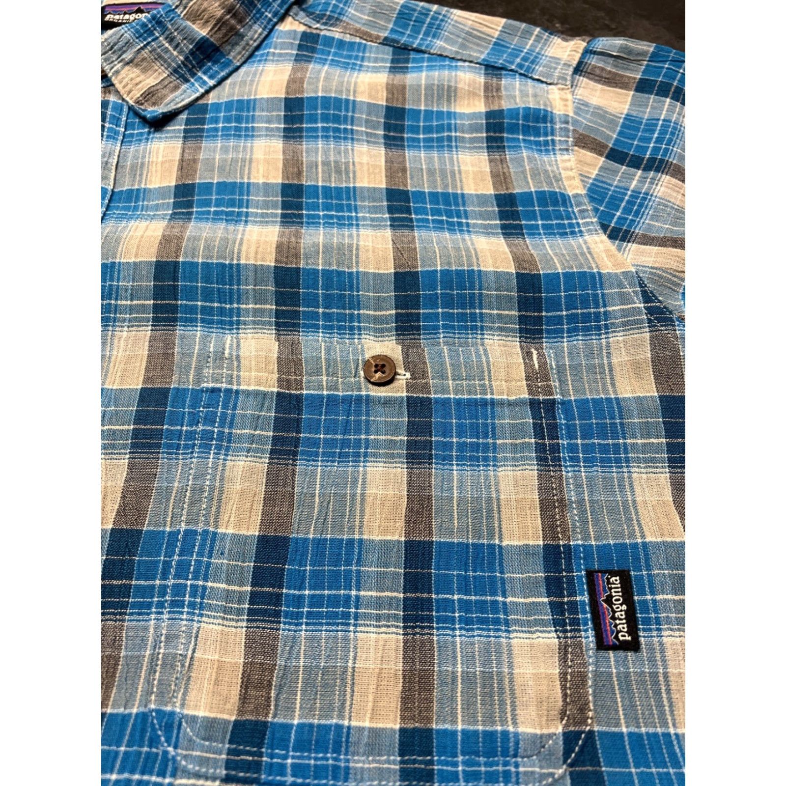 Patagonia Patagonia Organic Cotton Blue Plaid Shirt Men's XL Short Sleeve Outdoors Regular Button-Up Outdoor Size US XL / EU 56 / 4 - 3 Thumbnail