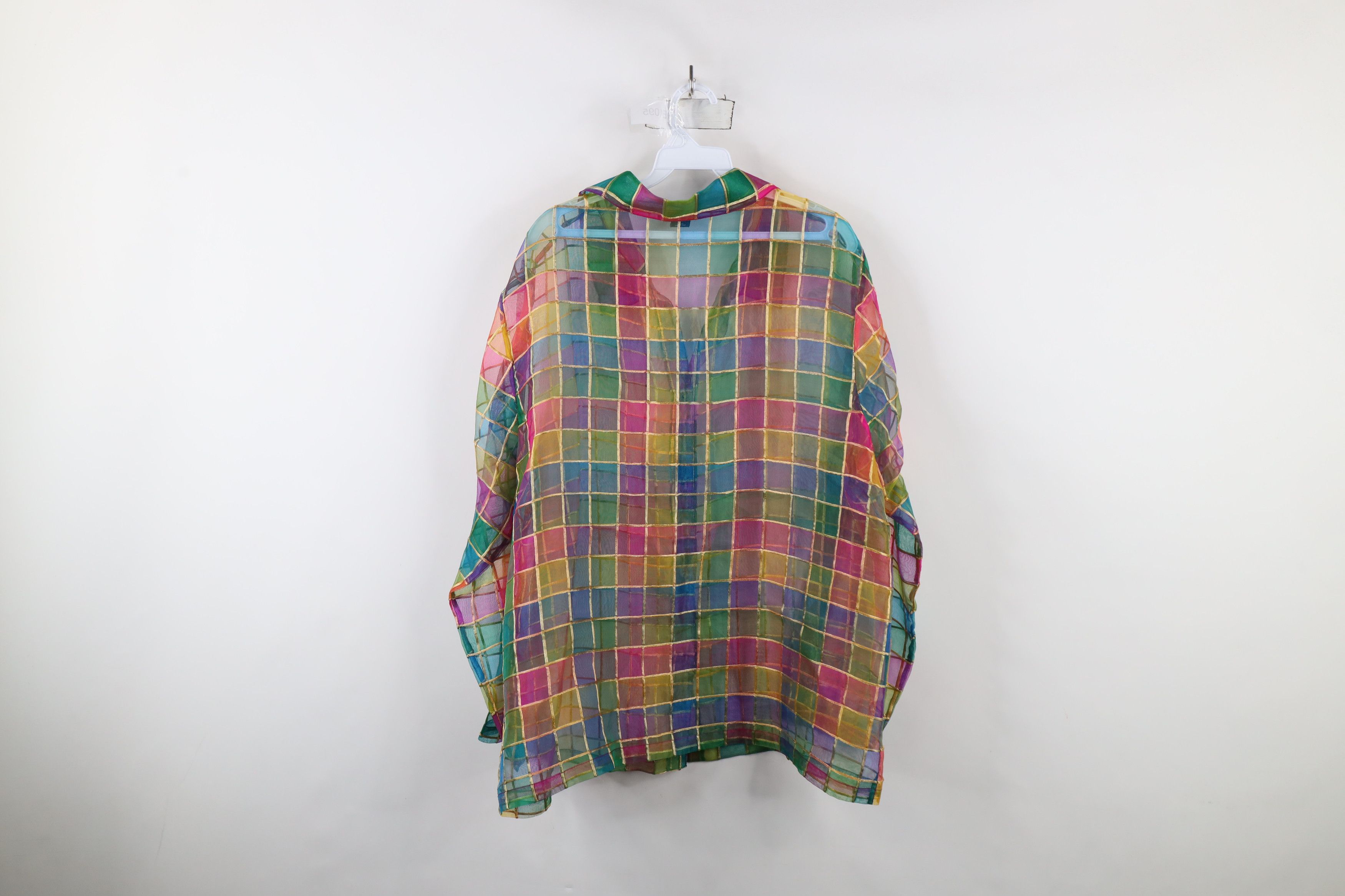 Vintage Vintage 90s Streetwear Checkered Silk Collared Button Shirt Size XL / US 12-14 / IT 48-50 - 7 Thumbnail