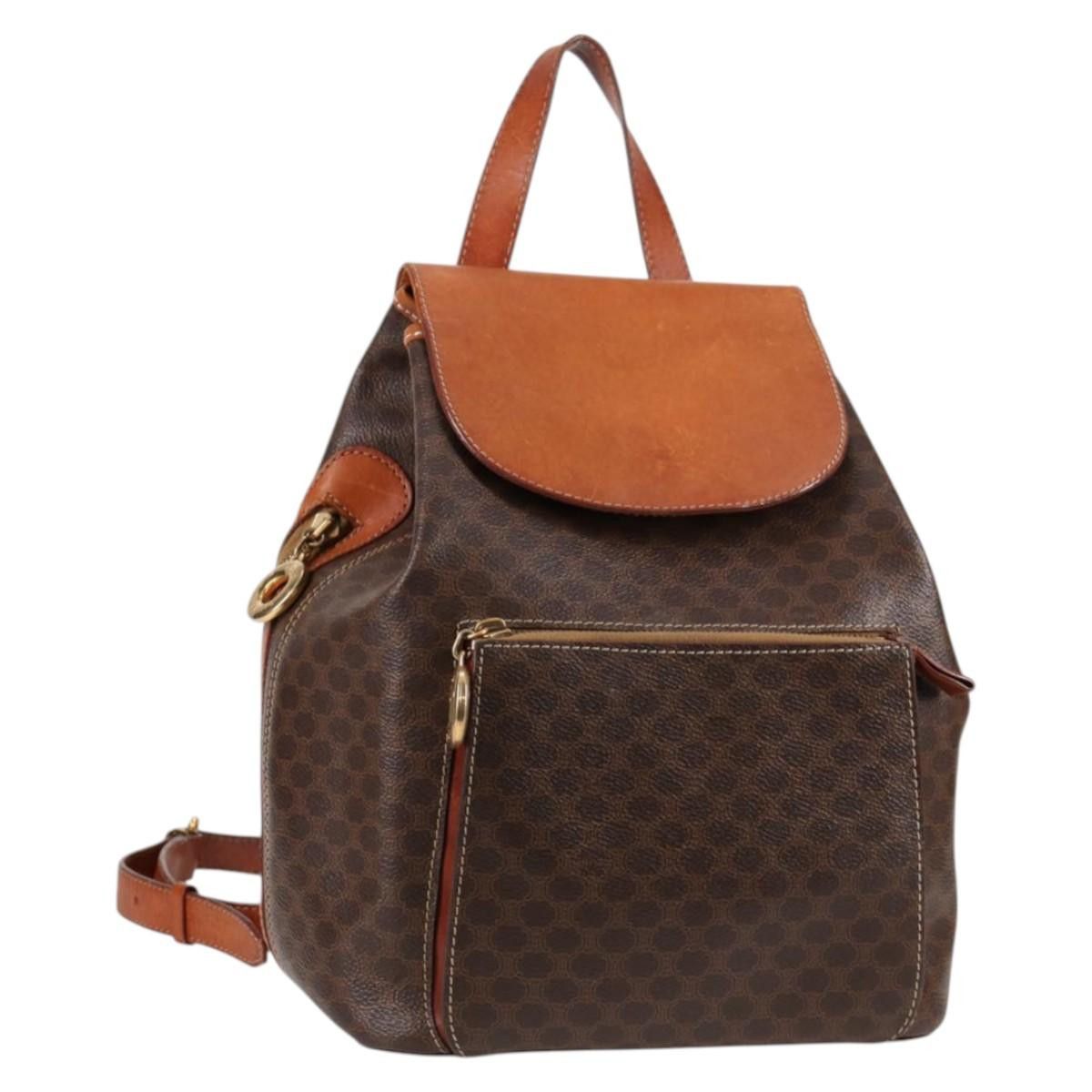 Celine CELINE Macadam Canvas Backpack Pvc Leather Brown Gold Size ONE SIZE - 1 Thumbnail