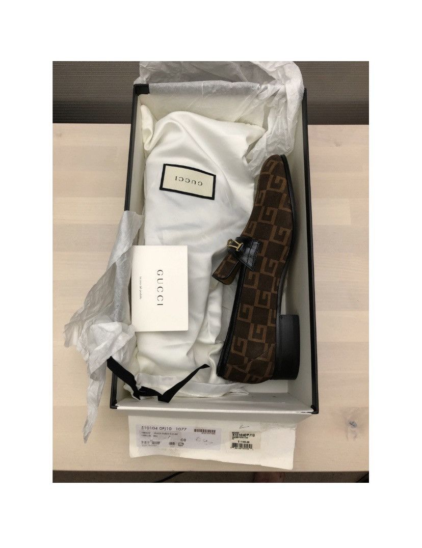 Gucci GUCCI 🇮🇹 Suede G Cube Tigerhead Bangle Ornament Loafer 9 NIB Size US 9 / EU 42 - 3 Thumbnail