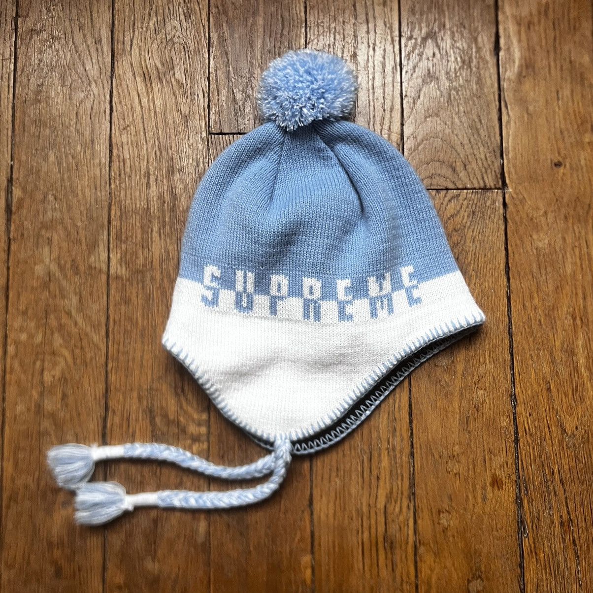 Supreme Supreme Striped Beanie Navy/White | Grailed