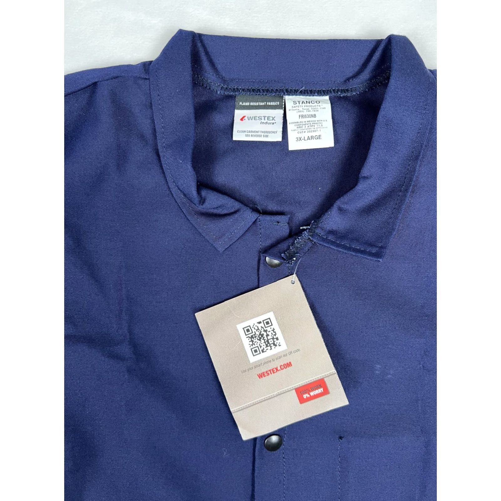 Vintage Stanco Westex Indura Flame Resistant Shirt Mens 3XL Navy FR Work Snap Front Size US XXL / EU 58 / 5 - 3 Thumbnail