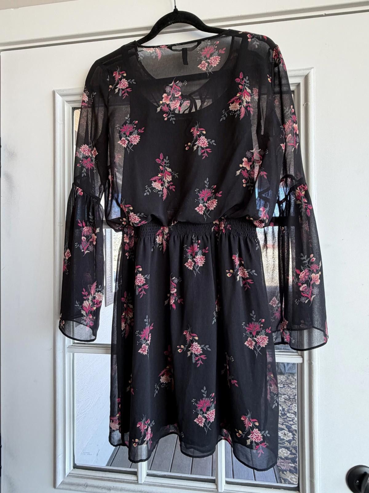 Other WHBM Boho Blouson Floral Print Flared Long Sleeve Dress Sz S Size S / US 4 / IT 40 - 10 Thumbnail