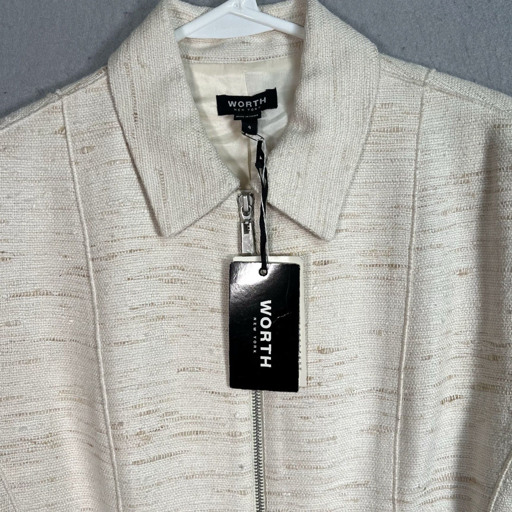 Vintage VINTAGE Worth Cream Silk Trench Coat Women’s Size 4 Long Sleeve Zip Dressy Size 27" / US 4 / IT 40 - 2 Thumbnail
