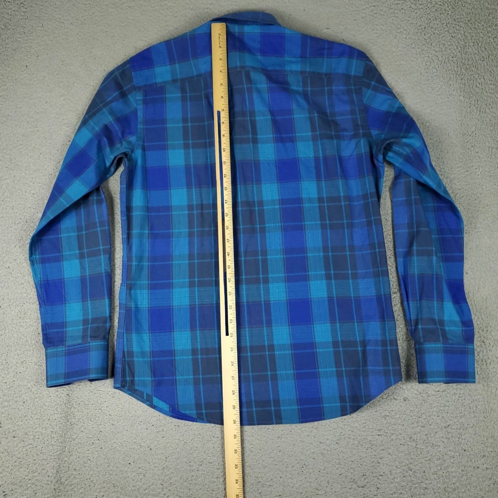 BUGATCHI Bugatchi Shirt Mens Medium Plaid Blue Cotton Button-Up Long Sleeve Collared Size US M / EU 48-50 / 2 - 3 Thumbnail