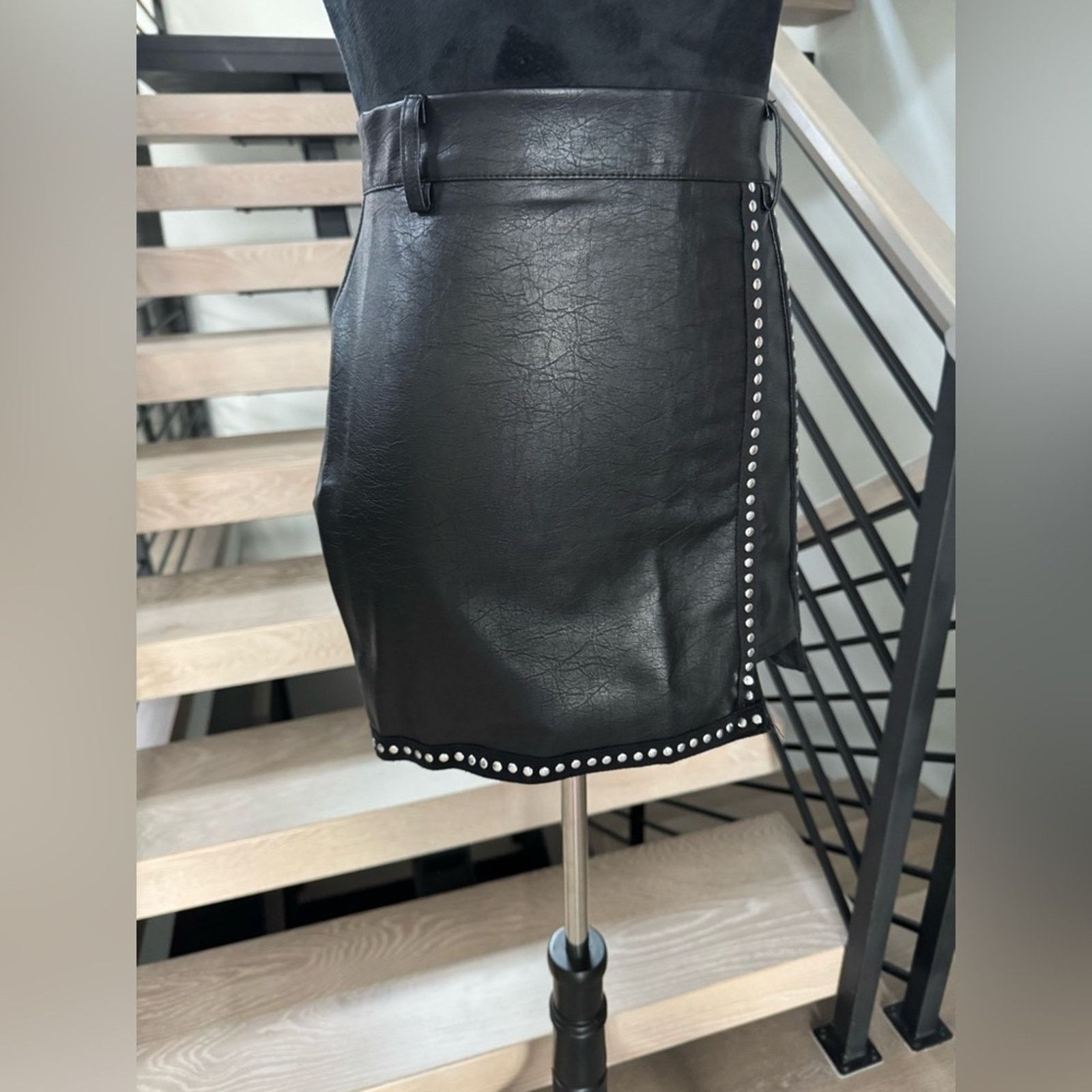 Other New Faux Leather Black Studded Skirt size XS Size 23" - 8 Thumbnail