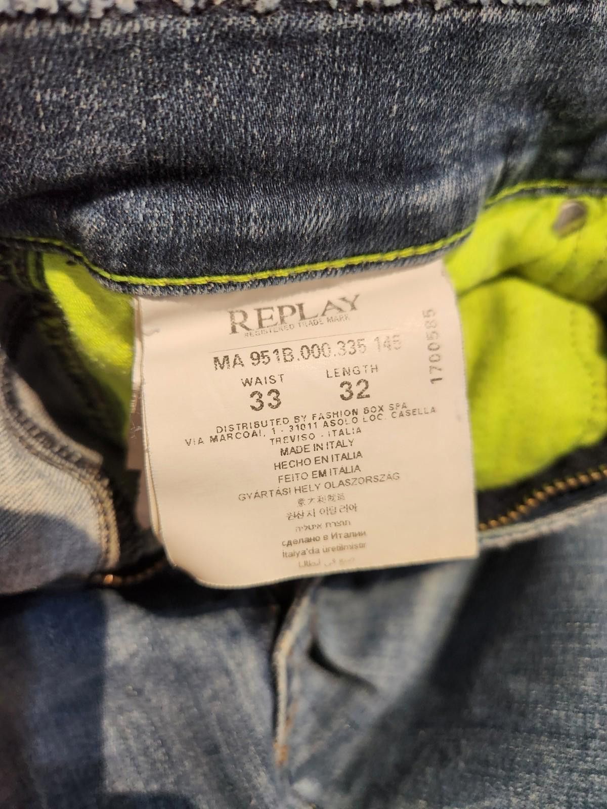 Replay Vintage Replay Distressed Slim Fit Jeans Mens 33X32 Blue Size US 33 - 4 Thumbnail