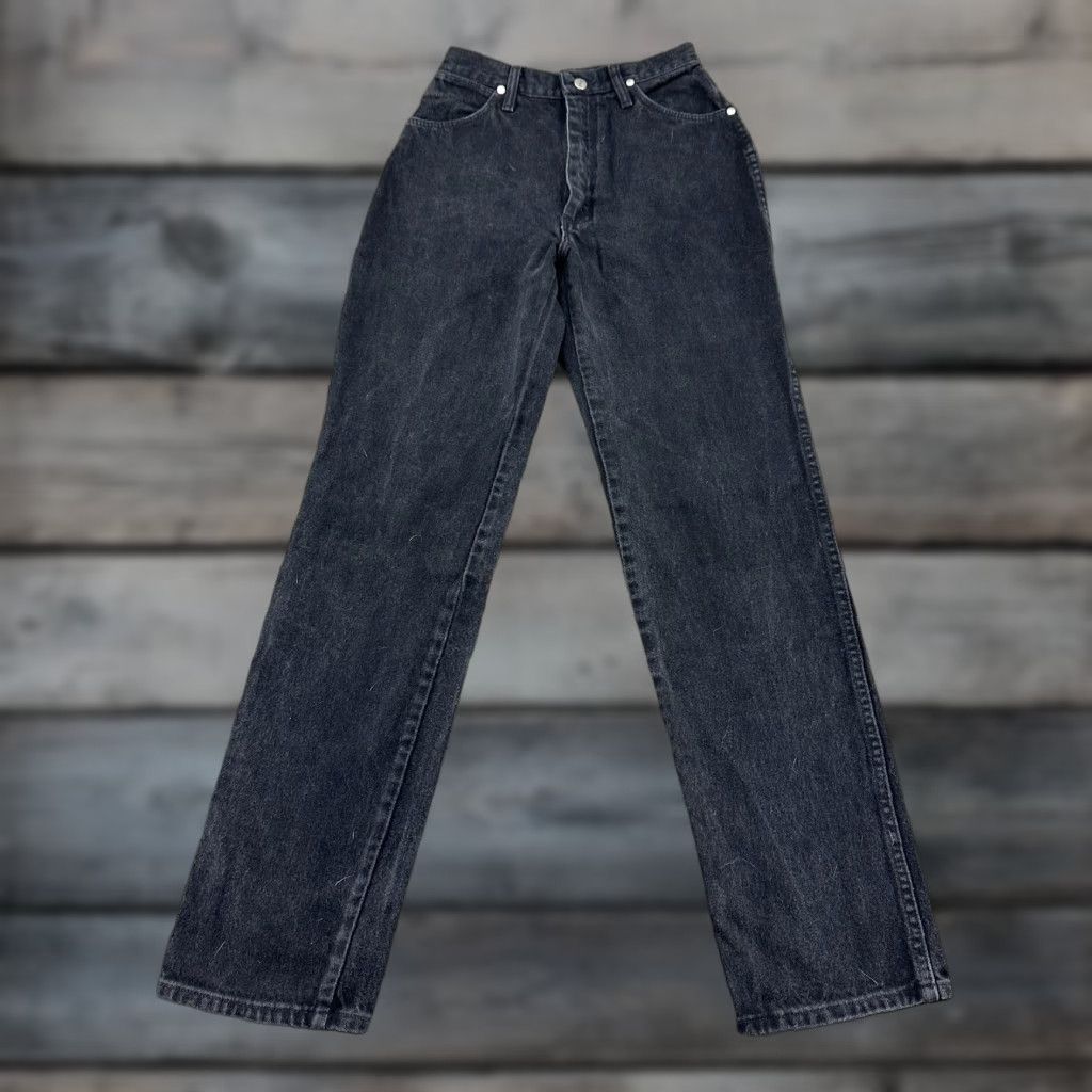 Wrangler Wrangler Jeans Womens Straight Leg Regular Fit 34x26 Black Denim 5-Pocket Dark Wash Jeans Size 30" / US 8 / IT 44 - 1 Thumbnail