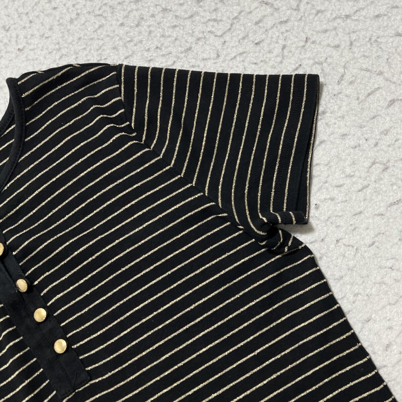 Lauren Ralph Lauren Lauren Ralph Lauren Henley Short Sleeve Black Gold T Shirt Size S / US 4 / IT 40 - 4 Thumbnail