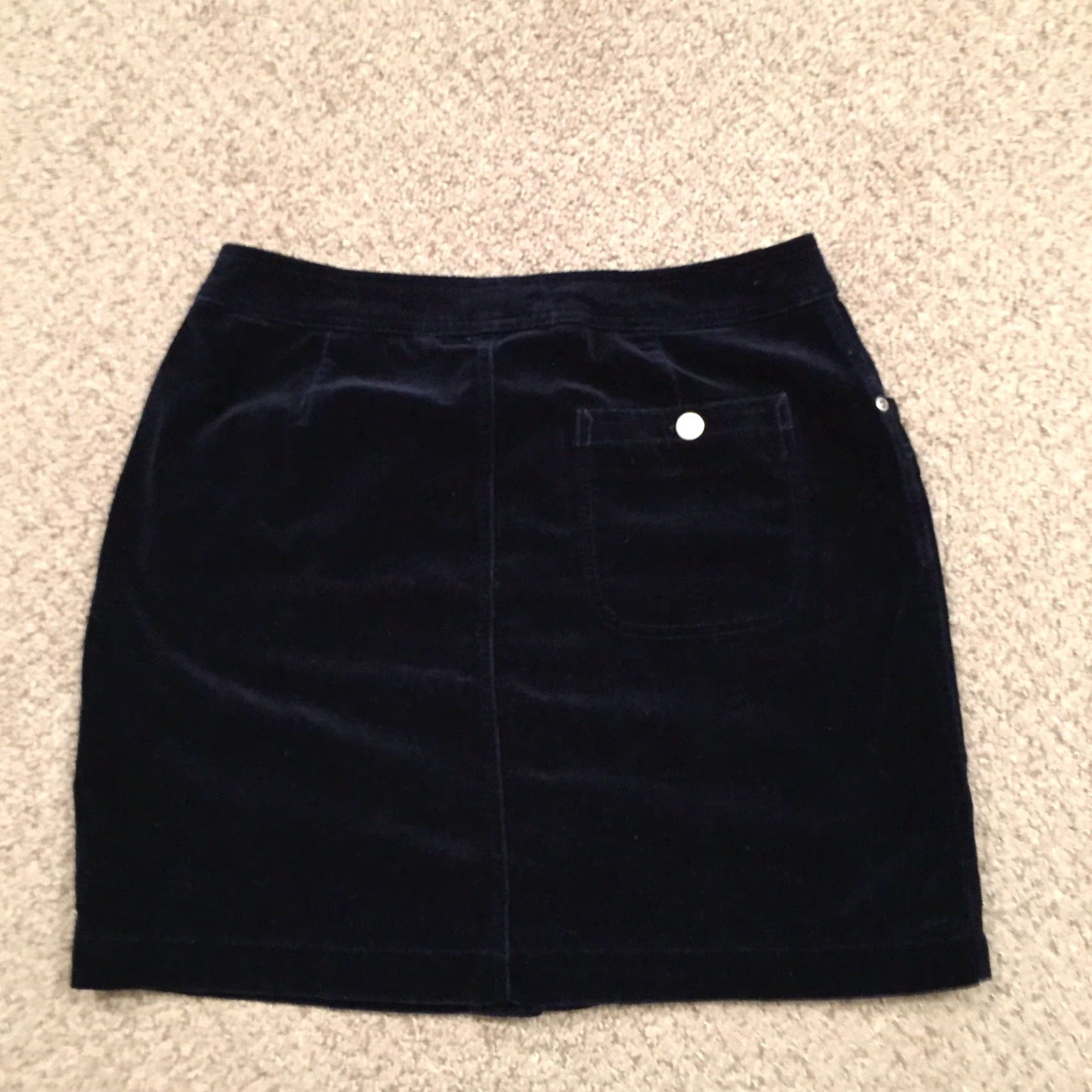 Liz Claiborne Liz Claiborne Skirt Knee Length Women 10 Blue Velour Pockets A-Line Unlined Cotton Velour Casual Navy Blue Size 32" / US 10 / IT 46 - 5 Thumbnail