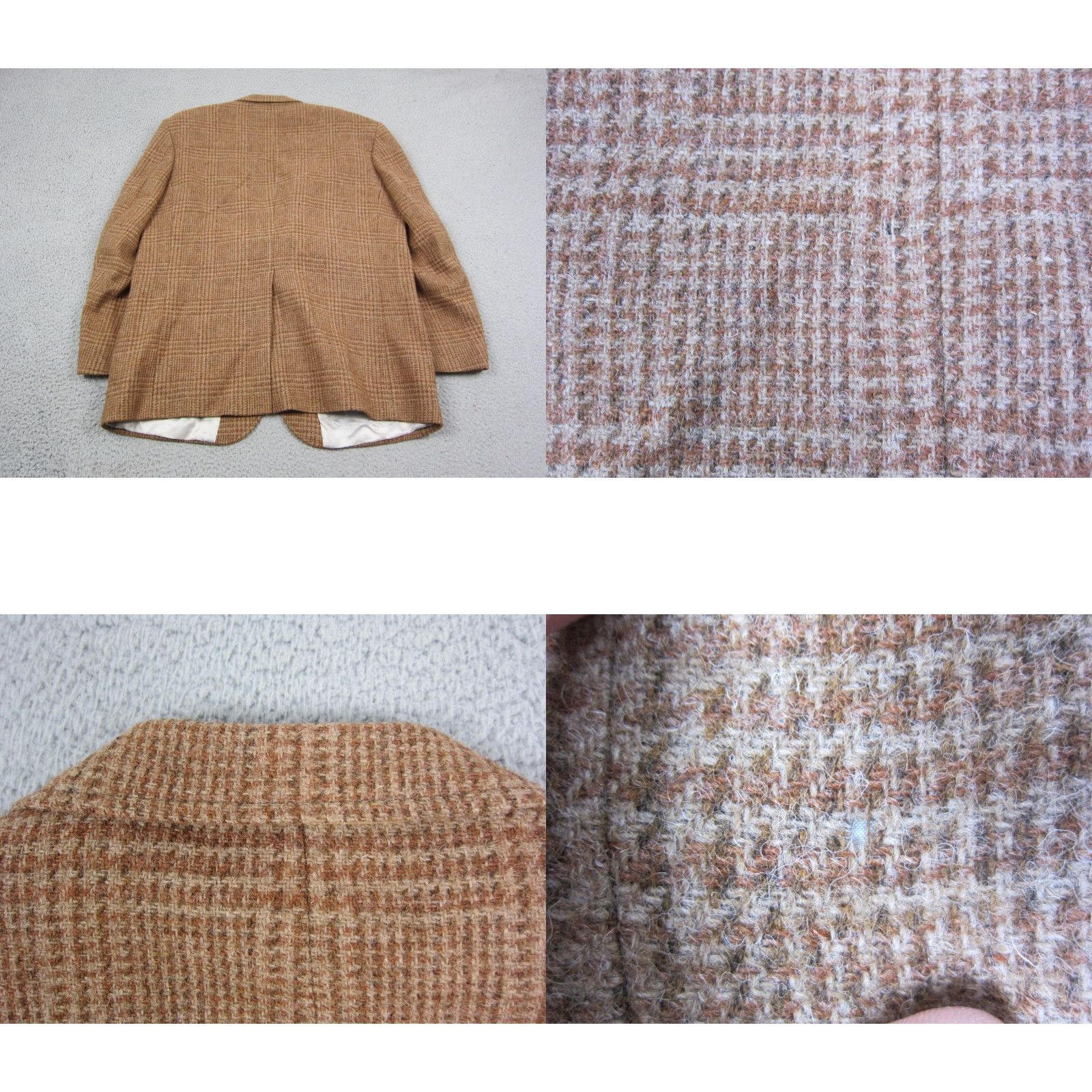 Lands' End VINTAGE Lands' End Blazer Jacket Mens 44R Brown Wool Tweed 80s Stadium Size 44R - 11 Thumbnail
