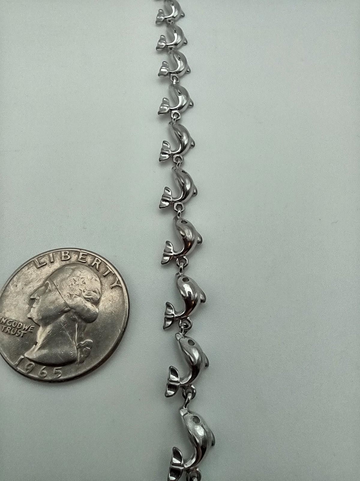 The Unbranded Brand Sterling Silver 925 Dolphin Link Bracelet 7in Size ONE SIZE - 3 Thumbnail