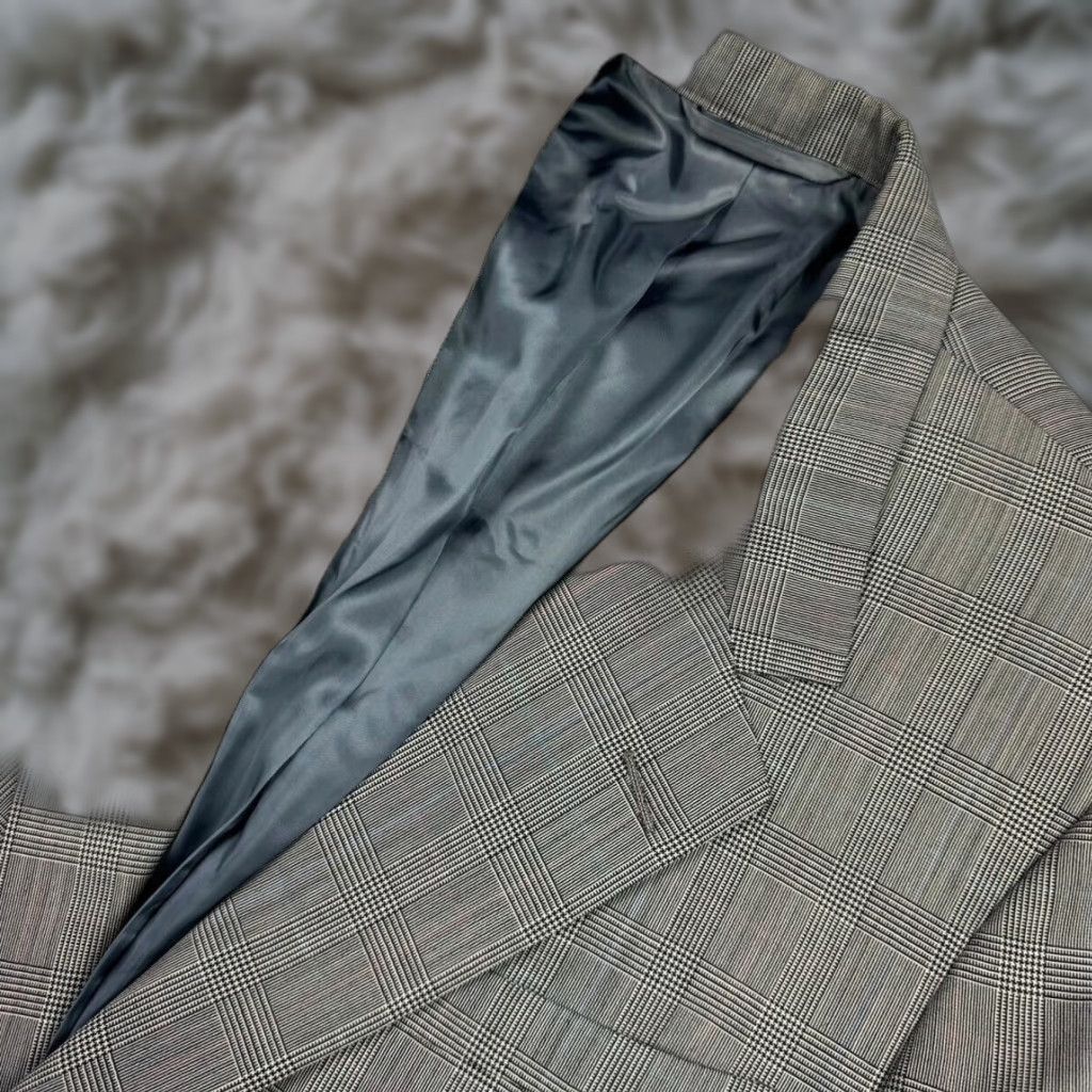 Hickey Freeman Blazer Men's 100% Wool Glen Plaid Gray 42R 2-Button Jacket Regular Size 42 Mens