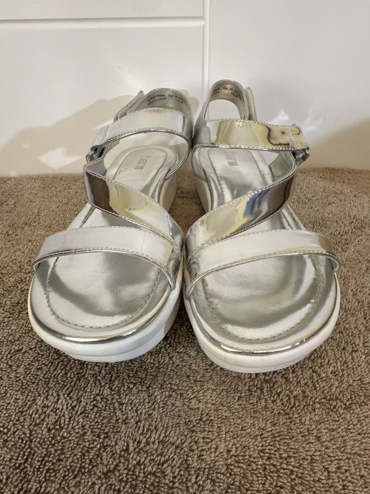 Bar III Bar III Silver Metallic Strappy Sandals. Size US 9.5 / IT 39.5 - 3 Thumbnail