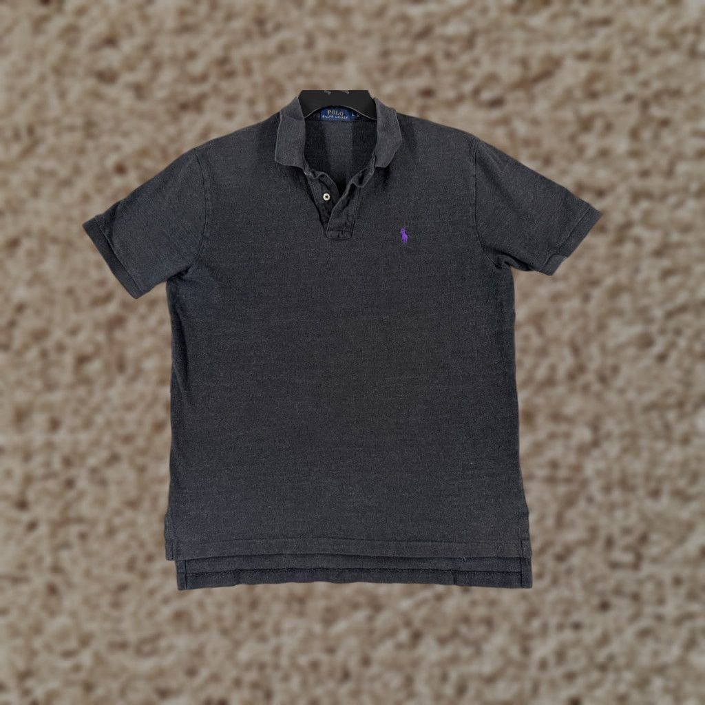 Ralph Lauren VINTAGE Polo Ralph Lauren Polo Shirt Mens Large Gray Short Sleeve Cotton Knit Pony Logo Size US L / EU 52-54 / 3 - 1 Thumbnail