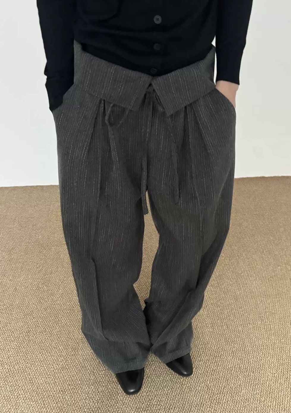 Japanese Brand × Vintage Cleanfit retro folded flap waist pinstriped pleated pants Size US 34 / EU 50 - 1 Thumbnail