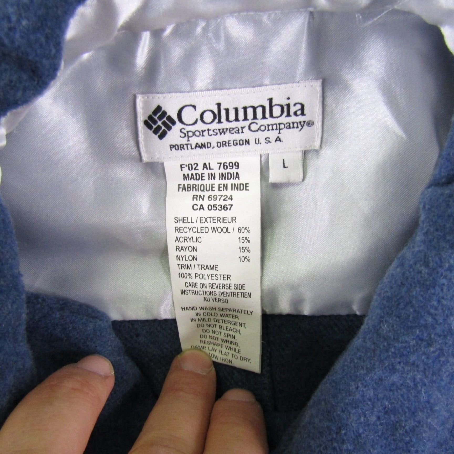 Vintage Columbia Shirt Womens Large Blue Wool Blend Shacket Overshirt Button Up Warm Top Size L / US 10 / IT 46 - 7 Thumbnail