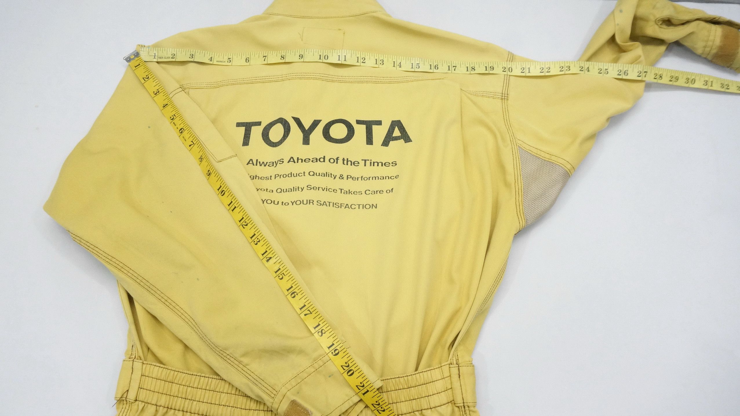 Japanese Brand Vintage TOYOTA Faded Pale Yellow Coverall Size US 31 - 13 Thumbnail