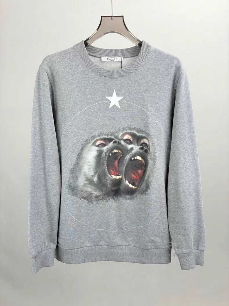 Givenchy Givenchy Gray Double Monkey Long Sleeve Hoodie Size US S / EU 44-46 / 1 - 1 Thumbnail