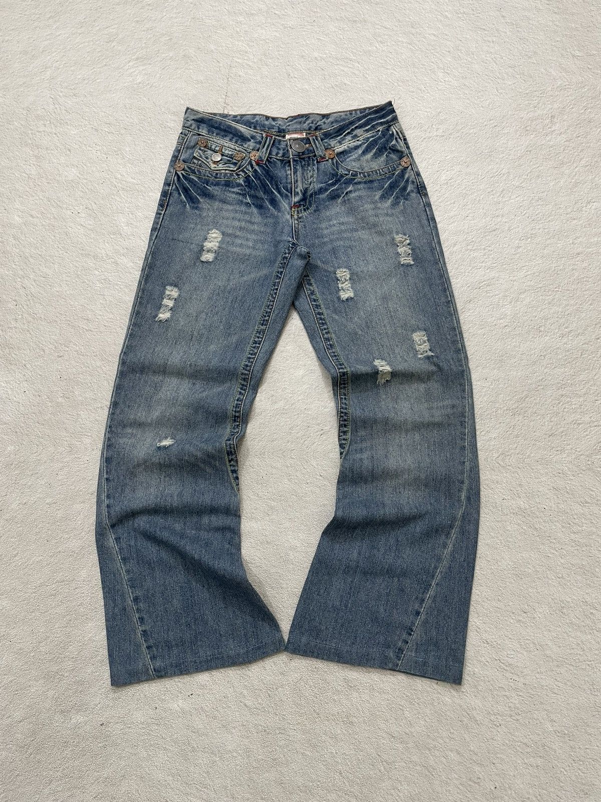 Diesel 2000s True Religion Flare Denim Ripped Wash Jeans ifsix LGB Size 27" / US 4 / IT 40 - 1 Thumbnail