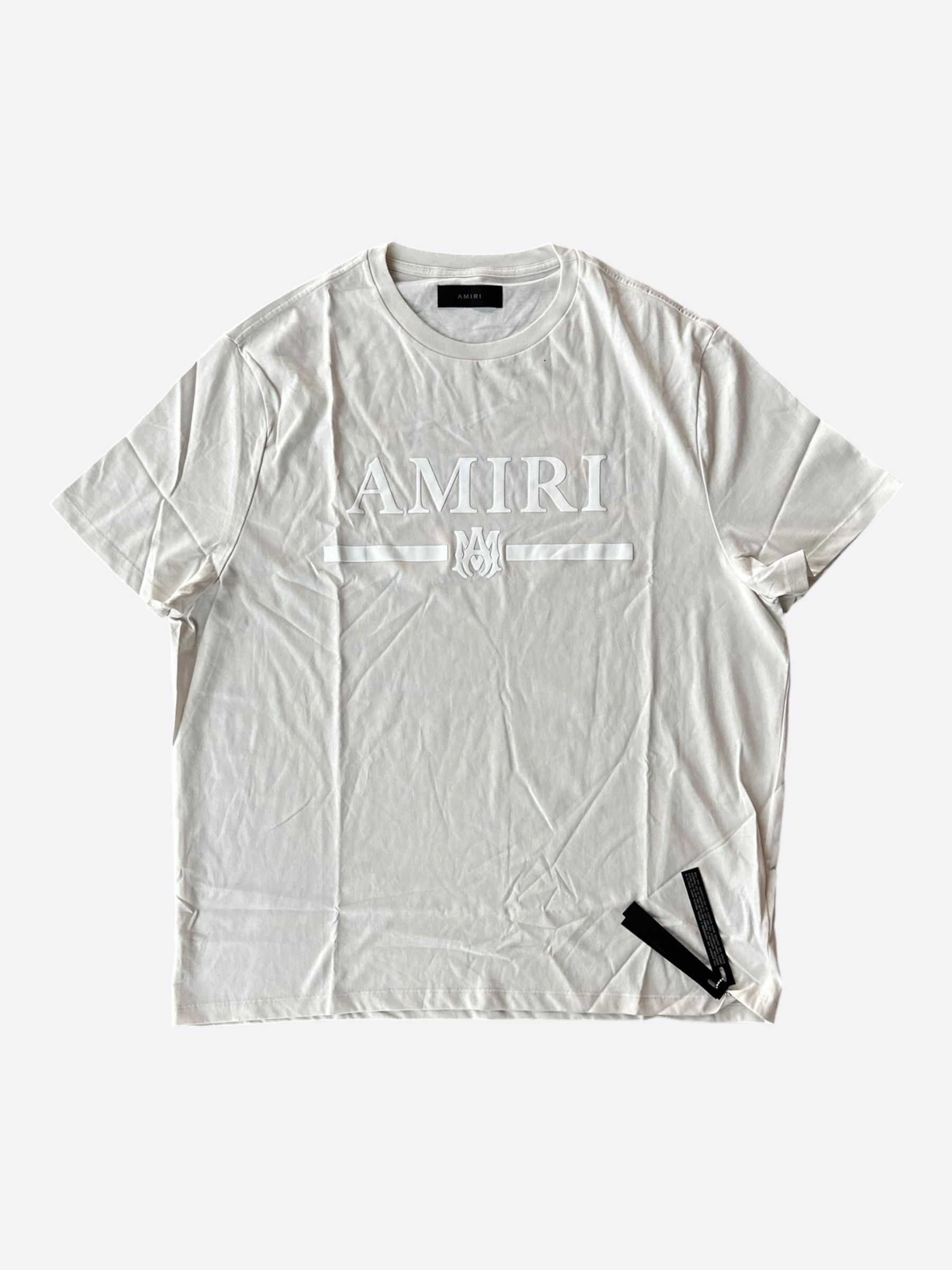 Amiri Amiri Beige & White MA Bar Logo T-Shirt Size US XXL / EU 58 / 5 - 1 Thumbnail
