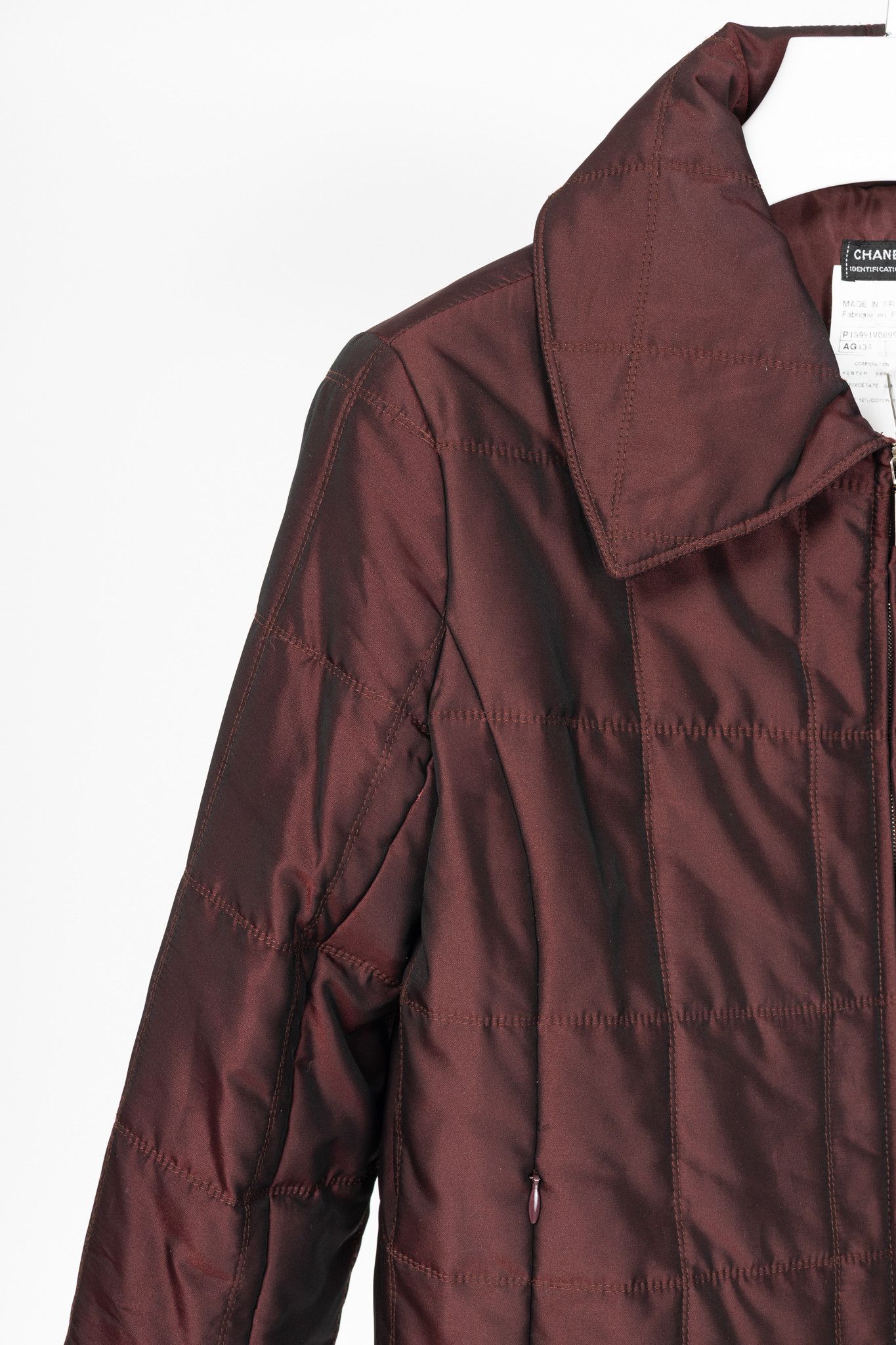 Chanel Chanel Identification 00A Burgundy Quilted Taffeta Jacket Size M / US 6-8 / IT 42-44 - 5 Thumbnail