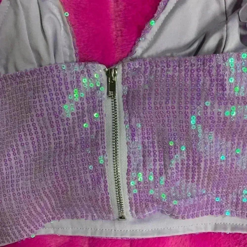 Designer Sparkling Purple Sequin Crop Top Size M / US 6-8 / IT 42-44 - 5 Thumbnail
