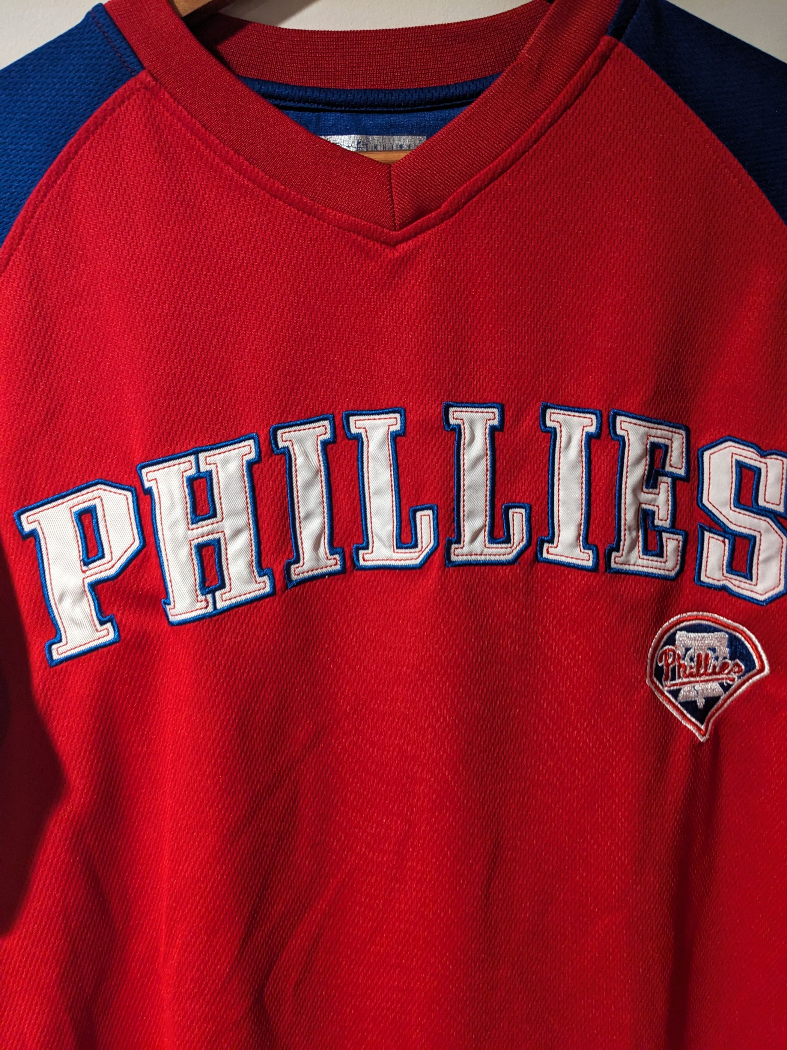 MLB × Vintage Vintage Y2K Phillies MLB Baseball Tru Fan Red Medium Jersey Size US M / EU 48-50 / 2 - 2 Thumbnail