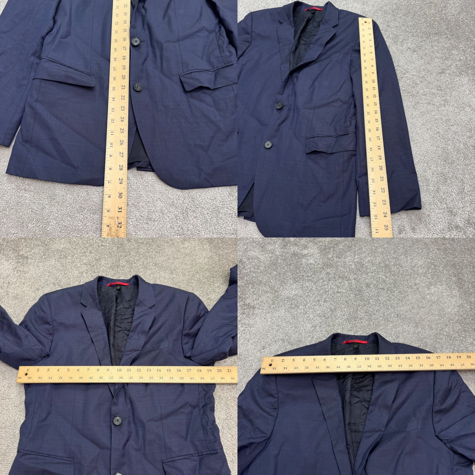 Hugo Boss HUGO BOSS Super100 Virgin Wool Slim Fit Blazer Jacket Mens 40R Navy Blue Size 40R - 10 Thumbnail