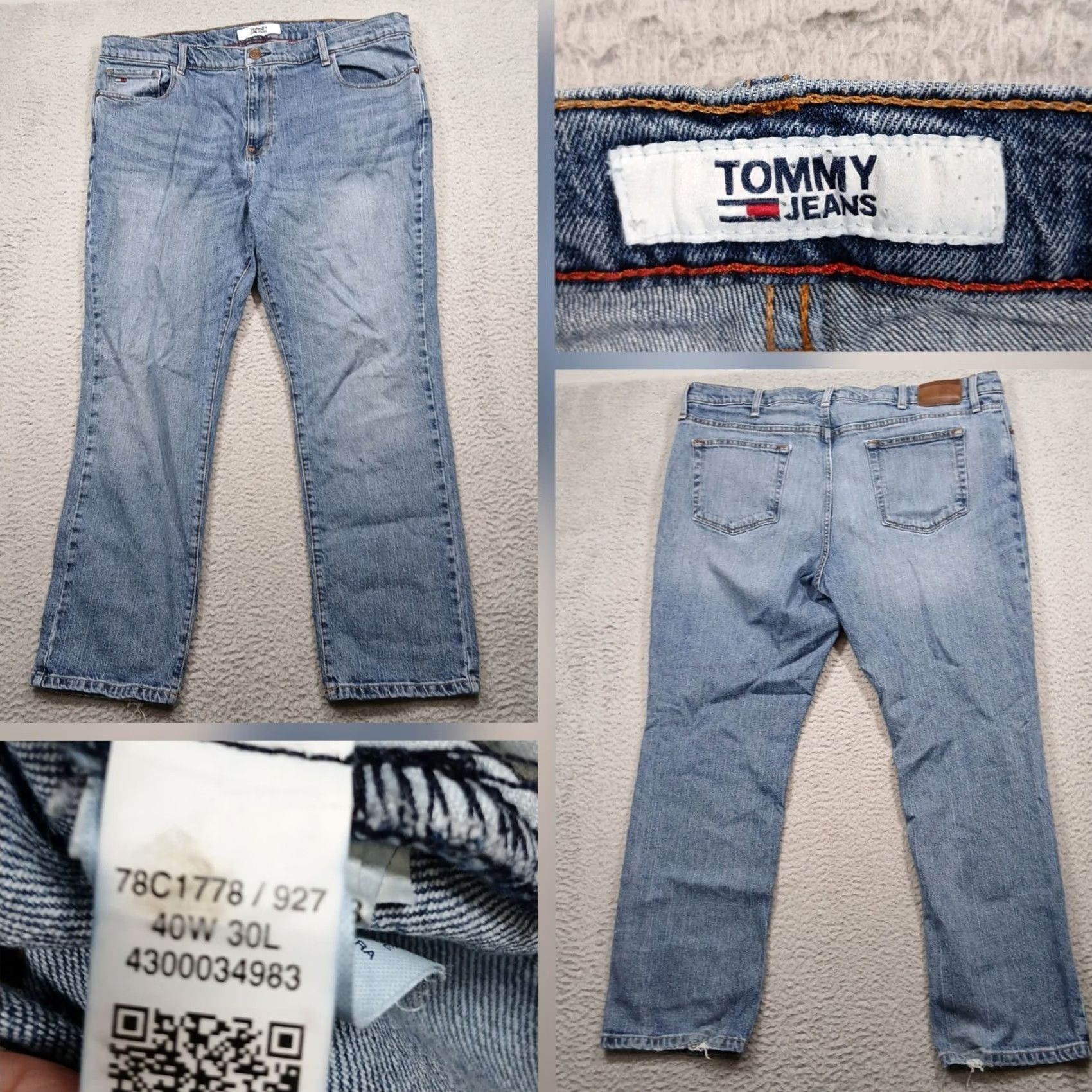 Vintage Tommy Jeans Mens 40x30 Light Wash Denim Jeans Classic Straight Fit Bootcut Size US 40 / EU 56 - 2 Thumbnail