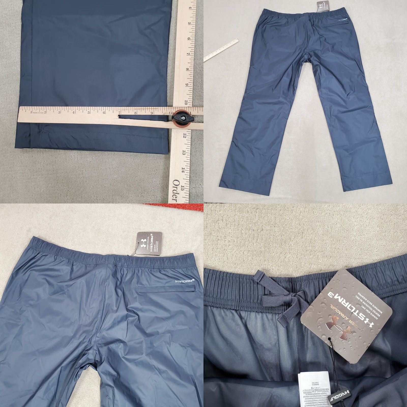 Under Armour Under Armour Storm 3 Pants Mens 2XL Blue Nylon Windbreaker Waterproof Regular Inseam 32 in St raight Pockets Logo Size US 39 - 8 Thumbnail