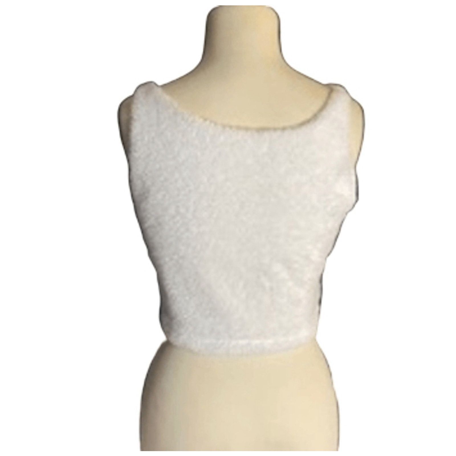 Other Fuzzy White Tank Top Crop M Soft Stretchy Knit Cozy Y2K Vibe Size M / US 6-8 / IT 42-44 - 7 Thumbnail