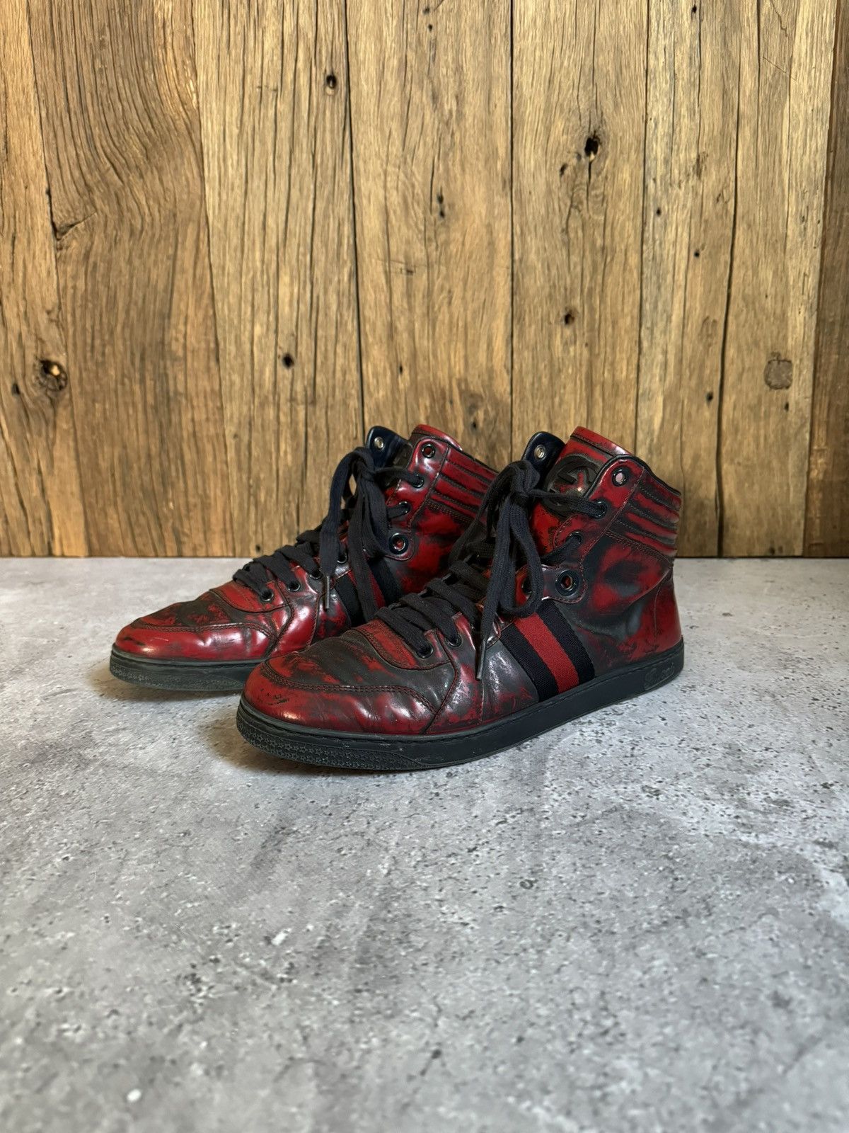 Gucci Gucci ‘GG’ Logo Black/Red High-Top Sneakers Size US 9.5 / EU 42-43 - 1 Thumbnail
