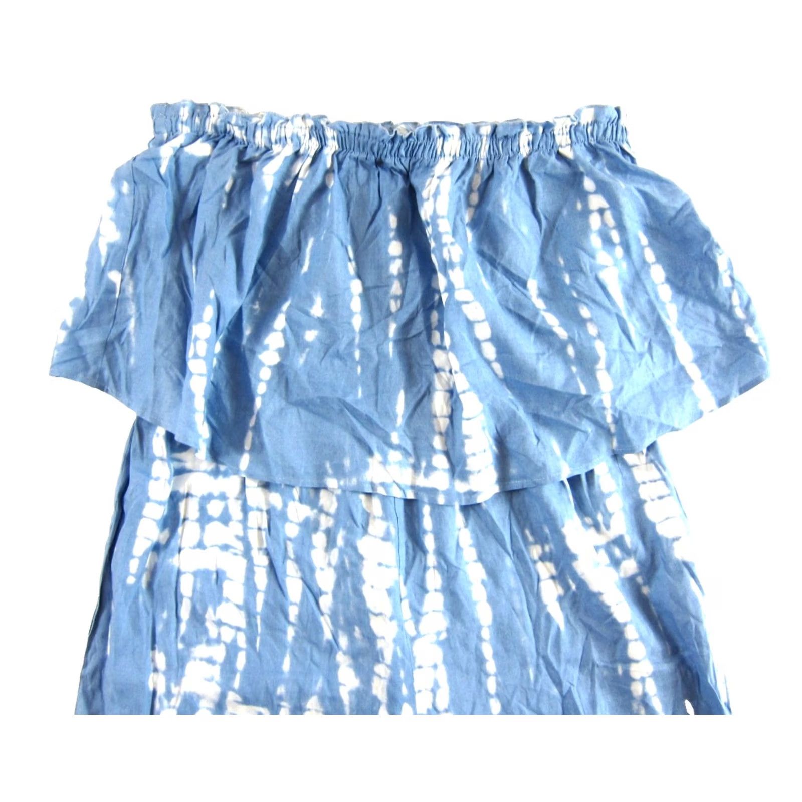 Vintage Japna Blue White Tie Dye 100% Rayon Strapless Wide Leg Romper Jumpsuit L Blue Tie Dye Rayon Strapless Wide-Leg Jumpsuit Womens Size 36" / US 14 / IT 50 - 4 Thumbnail
