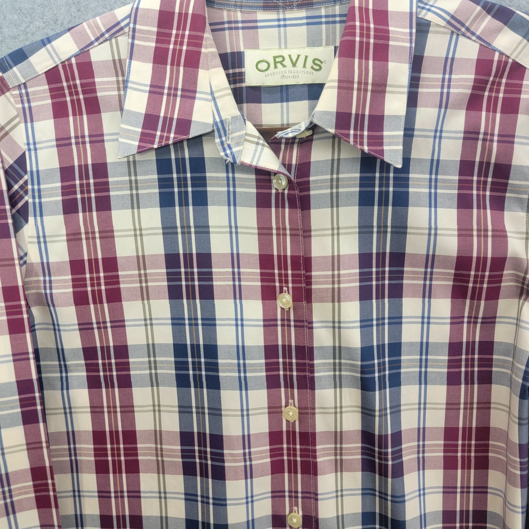 Orvis Orvis Shirt womens Size 10 Long Sleeve Wrinkle Free Cotton Tartan Plaid Button Size L / US 10 / IT 46 - 3 Thumbnail