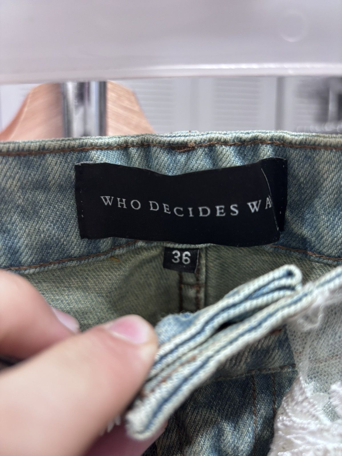 Who Decides War Who Decides War Rhinestone Washed Denim Sky Size US 30 / EU 46 - 8 Thumbnail